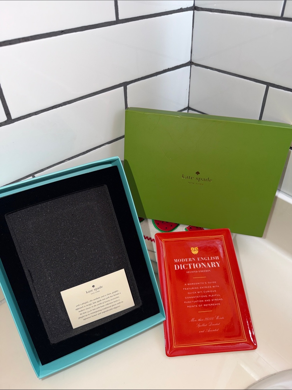 kate spade x Lenox red ceramic 'Modern English Dictionary' jewelry/trinket dish